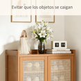 thumbnail image 3 of Mueble zapatero con puertas de ratán, organizador de 4 niveles para 12 pares de zapatos, zapatera de bambú, parte superior para bolsos y llaves (60x33, 3 of 8