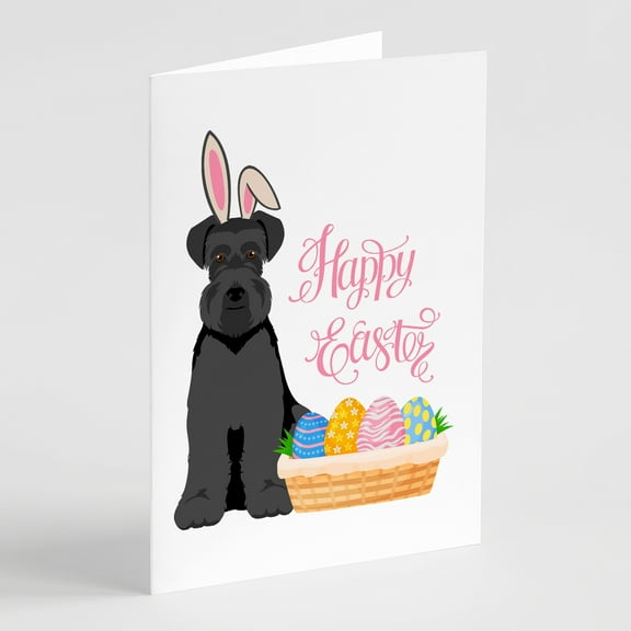Black Natural Ears Schnauzer Easter Greeting Cards and Envelopes Pack of 8 7 in x 5 in