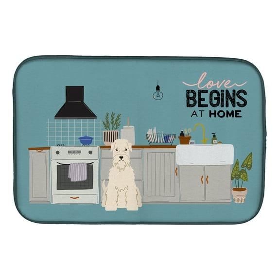 Soft Coated Wheaten Terrier Kitchen Scene Dish Drying Mat