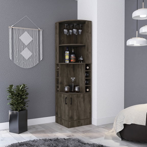 Engineered Wood Bar Cabinet with Open Storage and Display / Useful in Living Room