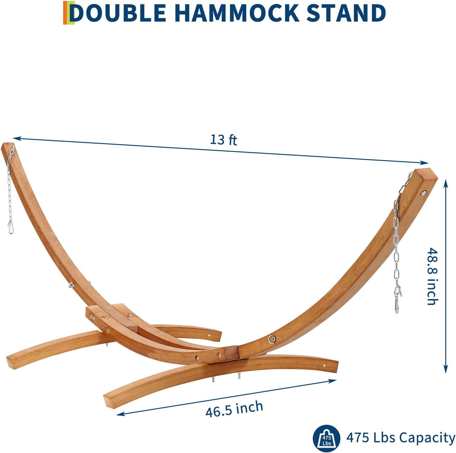 12.5ft Wooden Hammock Stand Weatherproof Outdoor Hammock for Patio Backyard Max 330 Lbs（Only Includes Bracket）