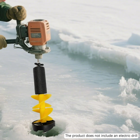 ToppiJoy 6*19in Ice Auger, Nylon Ice Fishing Drill Replacement Part with Positioning Point & Universal Adapter Fits Various Electric Drills(Yellow)