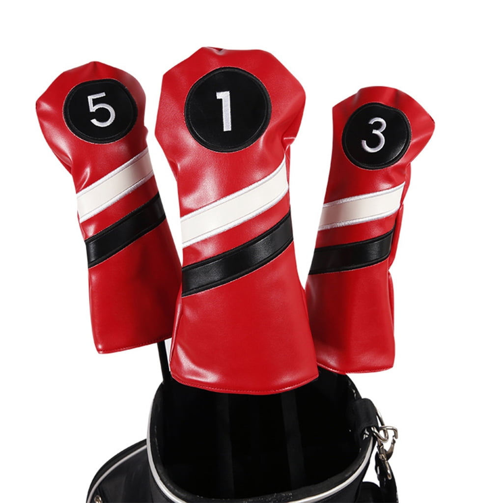 AOOOWER 3pcs/set Golf Head Covers for Driver & Fairway-Woods & Hybrid Golf Headcovers Set with Long Neck