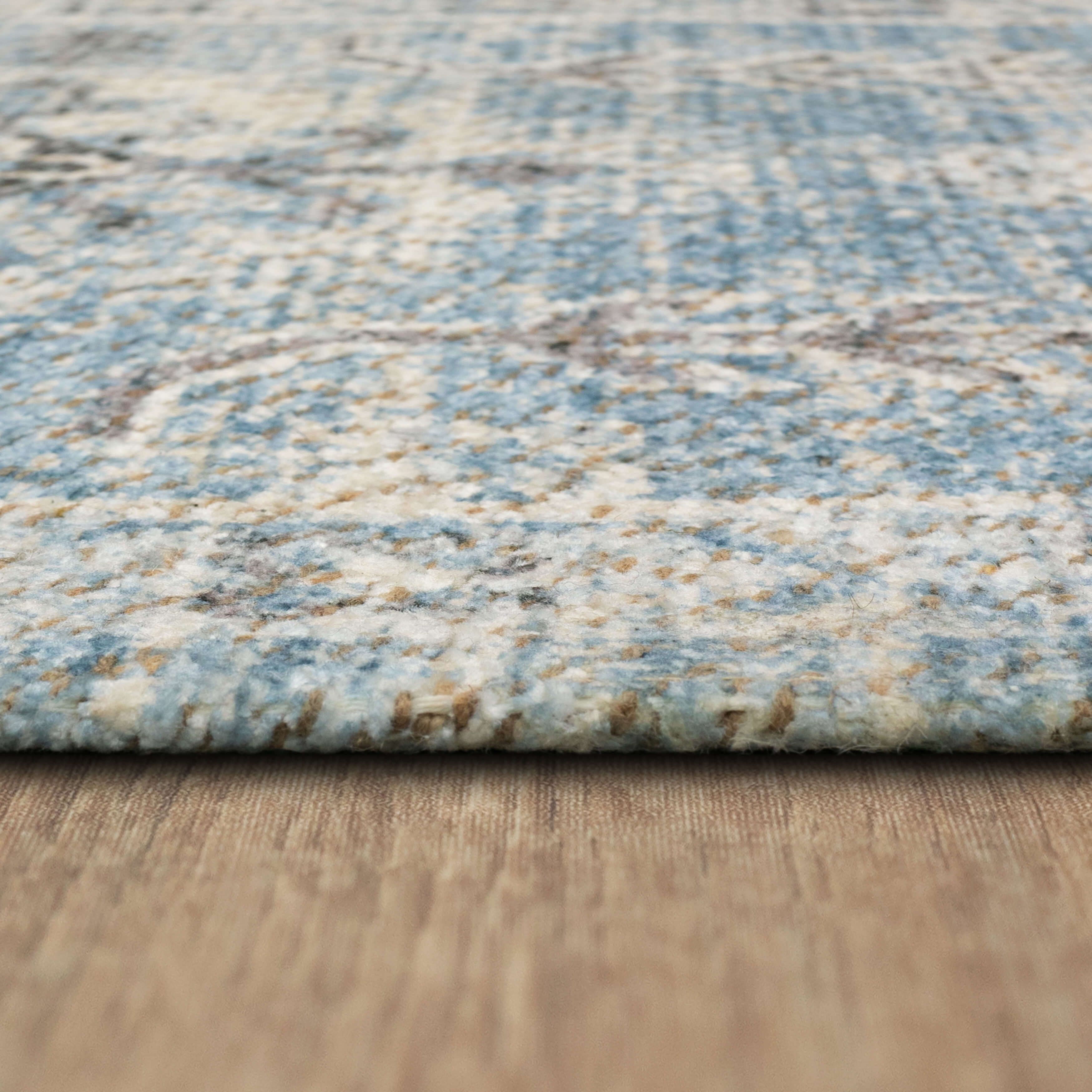 Mainstays Zula Acacia Low Pile Stain/Fade Resistant Polyester Indoor Runner Rug, Blue, 1'10" x 6'