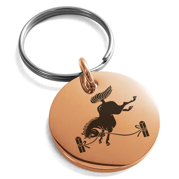 Stainless Steel Soma Samurai Crest Engraved Small Medallion Circle Charm Keychain Keyring