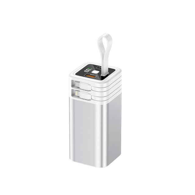 Carcasa de Fuente de Alimentación Seitruly para Exteriores con Fuente de Luz de Emergencia Incorporada para 4680 Celdas de Batería LCD Digital Blanco