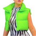 thumbnail image 2 of jsaierl Cropped Puffer Vest Women Full Zip Sleeveless Padded Jacket Solid Stand Collar Down Top Quilted Bubble Waistcoat, 2 of 9