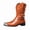 Orange, variant on Men's Square Metal Cap Toe Cowboy Boots, Triple Buckle Side Zipper Western Mid Calf Boots, Block Heel Retro Biker Boots