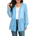 thumbnail image 2 of Tqcoqu Women's Long Sleeve Open Front Cardigans,Casual Lightweight Loose Kimono Chiffon Cover Ups with Pockets,A-Light Blue Women's S-XXXL, 2 of 7