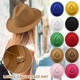thumbnail image 2 of Fedora Hats for Women Men Classic Wide Brim Cowboy Western Hats Fashion Elegant Felt Panama Dress Hat Heart-shaped Flat Jazz Hat Black One Size, 2 of 5