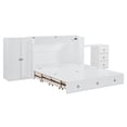 thumbnail image 2 of Queen Size Murphy Bed with USB Port, Large Drawer, and Wardrobe/Desk Combo – Versatile White Cabinet Bed, 2 of 8