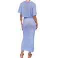 thumbnail image 3 of Fortune Ensemble au Crochet 2 Pcs pour Femme Haut Court Tricoté Ajouré Jupe Longue Moulante, 3 of 9