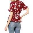 thumbnail image 4 of INSPIRE CHIC Women's Tops Floral V Neck Short Sleeves Round Hem Ruffle Peplum Blouse XL Red, 4 of 9
