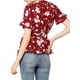 thumbnail image 3 of INSPIRAR CHIC Blusas de Mujer con Flores, Cuello en V, Mangas Cortas, Dobladillo Redondeado, Volantes, Peplum, 3XL, Rojo, 3 of 7