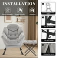 thumbnail image 3 of SAETSFEG Lazy Chair with Ottoman, Comfy Accent Lounge Chair with Side Pocket, Modern Reading Armchair with Footrest, Upholstered Sofa Chair for Small Spaces, Bedroom, Living Room, Dorm, Grey, 3 of 9