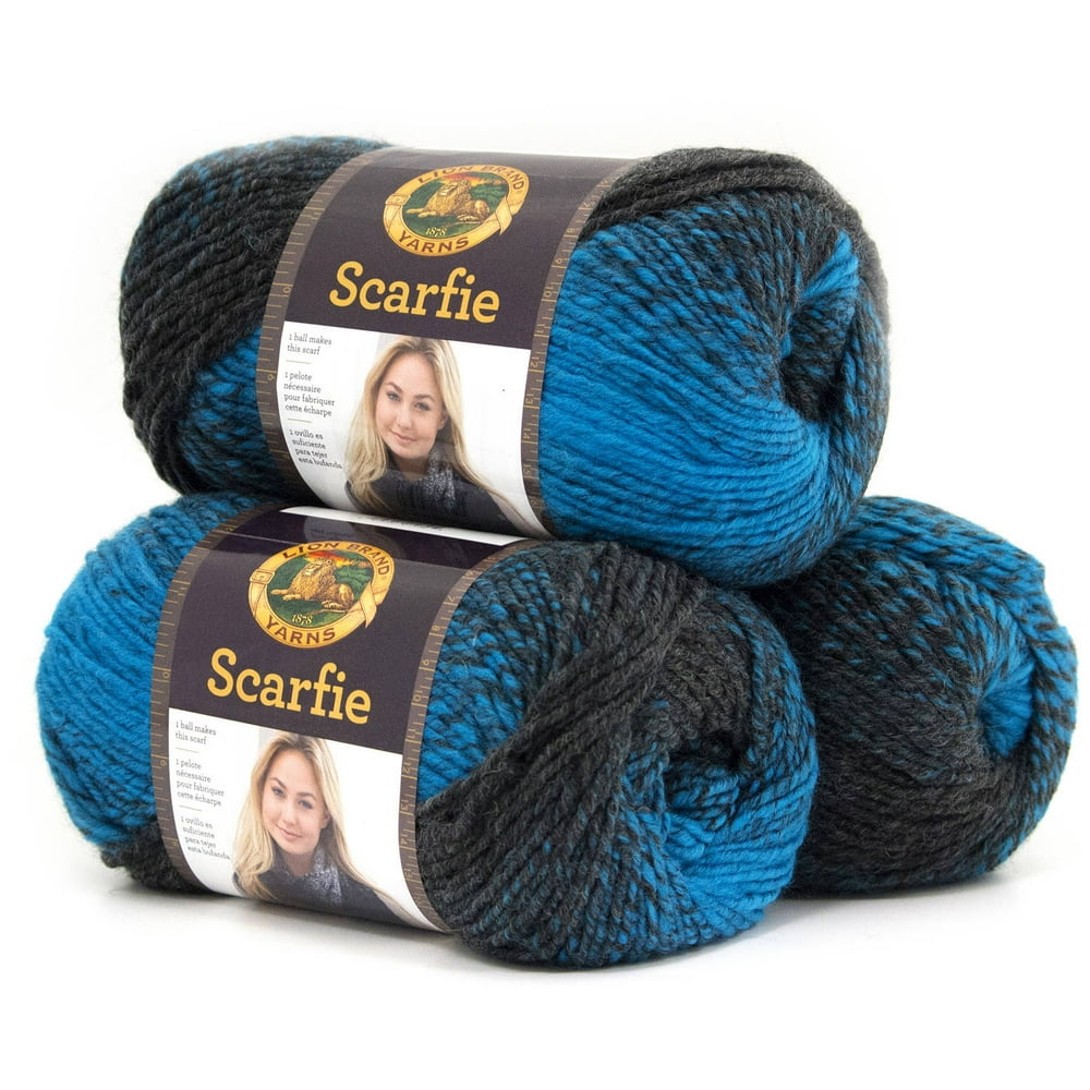 Lion Brand Yarn Scarfie Wool Acrylic Fashion Yarn, 3Pack