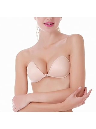 UNIQUE ICON Women's Self Adhesive Reusable Strapless Bandage Stick Gel  Silicone Invisible Pushup Backless Non Wire padded Bra (Black or skin  -Multi