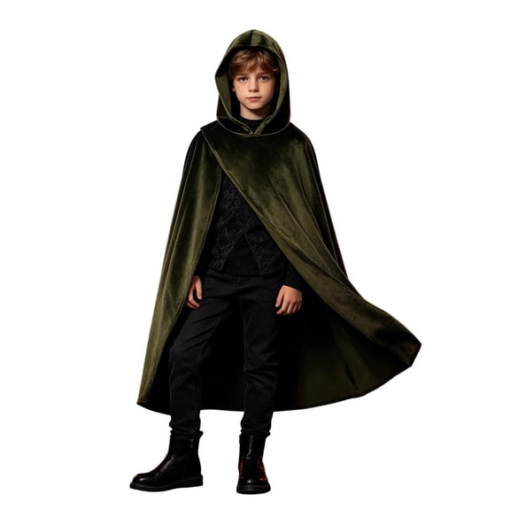 REDARER Kids Hooded Cloak Cosplay Mantle Robe Outfit for Halloween Party Role Play Fancy Dress Stage Performance,9-10 Years