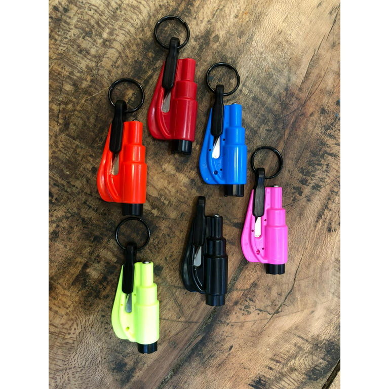 resqme Family Pack of 3 The Original Emergency Keychain Car Escape Tool,  2-in-1 Seatbelt Cutter and Window Breaker, Made in USA, Pink, White, Teal 