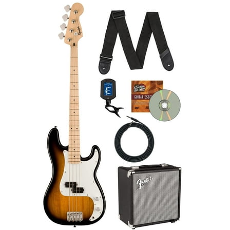 Fender Squier Sonic Precision Bass Guitar - 2 Color Sunburst w/ Rumble 15 Amplifier