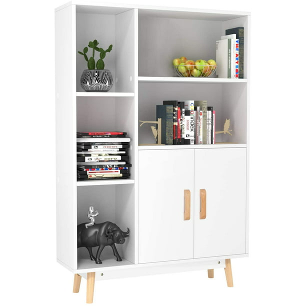 Homfa Floor Storage Cabinet Free, White Storage Shelves With Doors