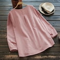 thumbnail image 4 of CHOK Hauts pour Femmes Liquidation Mode Été Décontractée Ample Lin Manches Longues Col Rond Blouse en Solde, 4 of 5