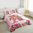 thumbnail image 3 of Homewish Romantic Anniversary Rose Bedding Comforter Set, Pink Initial A Letter Twin Comforter Sets, Teens Kids Girls Women Reversible Bedding Set, Microfiber Bedroom Decor, 2pcs, 3 of 8