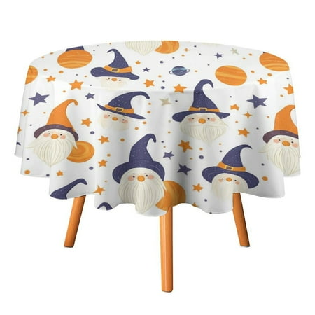 

JINGDS Halloween Gnomes Tiny Celestial Planets-774 Round Table Cloth Halloween Tablecloth Thanksgiving Day Table Cloth Round Cover Circle Tablecloth for Halloween Thanksgiving Fall Party