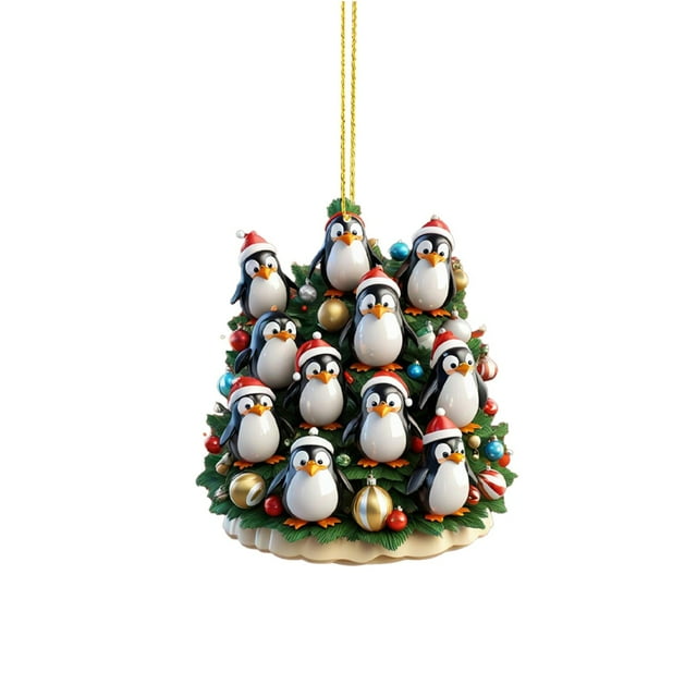 WIFKLSIIPG Christmas Tree Penguin Acrylic 2D Pendant Christmas Pendant Christmas Tree Shape Penguin Pendant Christmas Acrylic Pendant New Year Pendant