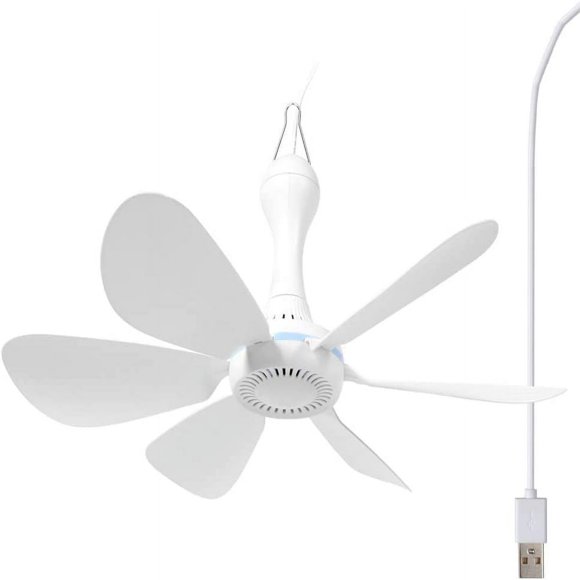 AMERTEER Portable Ceiling Fan Mini USB Tent Fans for RV Camping Outdoor Hanging Gazebo Tents Ceiling Canopy Dorm Room Fan DC 5V Compatible Battery Power