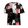 thumbnail image 4 of Black Women Lounge Tops Short Sleeve Blouses for Teen Girls Crewneck Cat Graphic Loose Fit Cute Summer Fall Shirts 2025 Soft Comfy Clothes Fashion S, 4 of 4