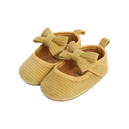 

Binpure Newborn Girl Flat Shoes Anti-Slip Bowknot Decor Shoes with Hairband