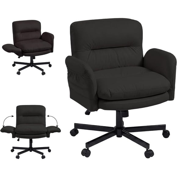 Silla Oficina Piernas Cruzadas Reposabrazos Giratoria Ruedas Bolsillos Negra Pinmoco B-BLPU Adultos