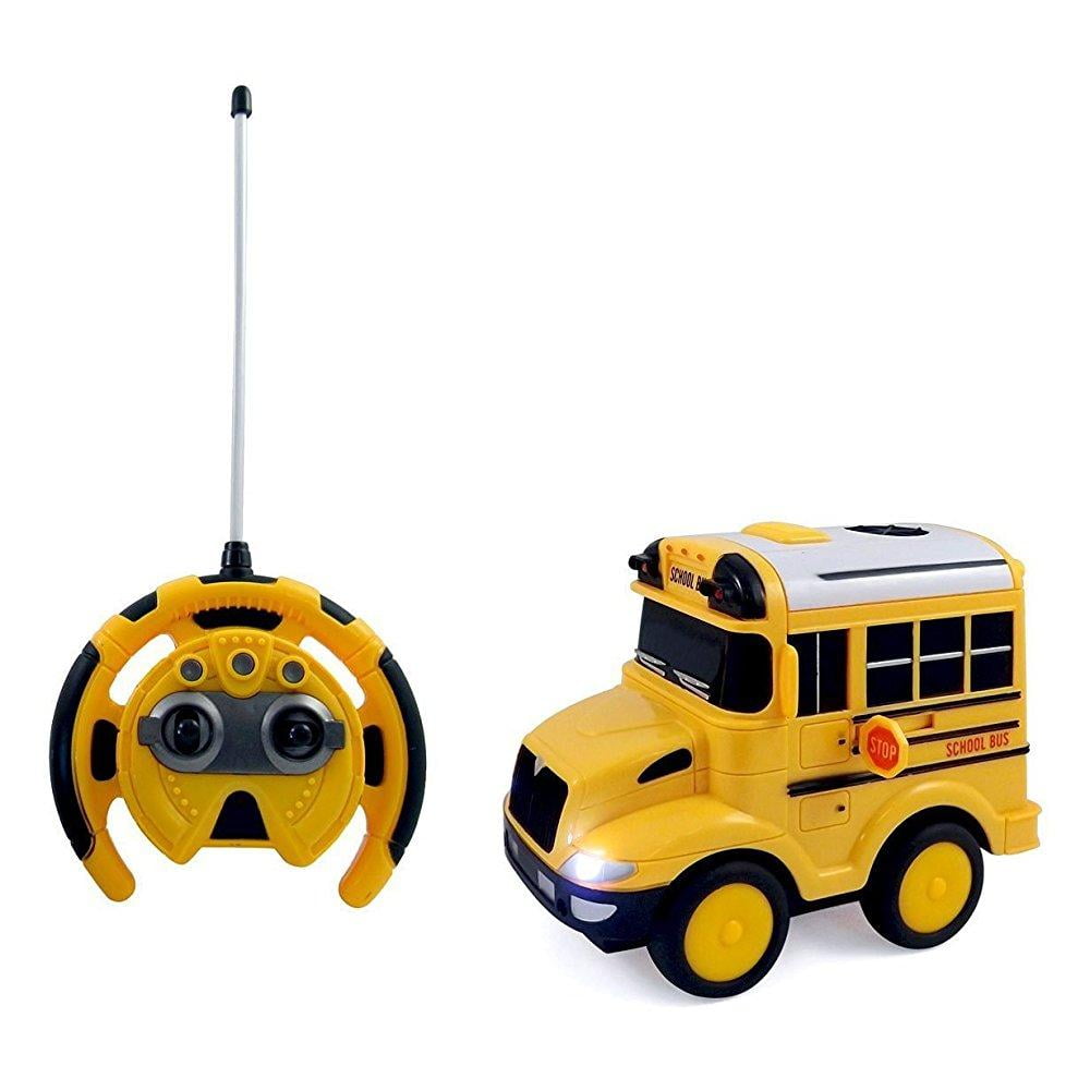 powertrc r/c school bus radio control toy car for kids with steering