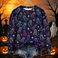 thumbnail image 5 of VKOYWKM Oversized Sweatshirts Women Halloween Ghost Print Pullover Long Sleeve Crew Neck Sweatshirts Fall Sweatshirt, 5 of 6