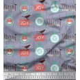 thumbnail image 1 of Soimoi Grey Rayon Crepe Fabric Bird,Stripe & Baubles Christmas Fabric Prints By Yard 46 Inch Wide, 1 of 3