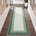thumbnail image 2 of Hasoo Washable 2' x 6' Runner Rug for Hallways Non Slip Entryway Mats Bordered Textured Neutral Accent Carpet Green, 2 of 6
