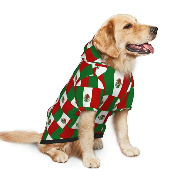Mexican-Flag Dog Hoodie Colorful Pullover Sweatshirts Small
