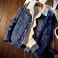 thumbnail image 4 of Autumn and Winter  Male Fashion Trend Lamb Cashmere Denim Jacket Men Casual Comfort Thick Warm High Quality Overcoat Thermal, 4 of 6