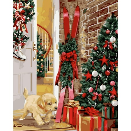 UPC: 4650206104253 | Painting By Numbers Kit Crafting Spark Time for Gifts L038 19.69 x 15.75 In Green Red Canvas Acrylic