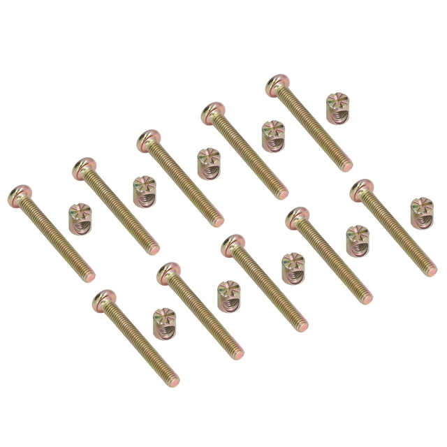 10 Ensembles de Vis de Lit de Bébé, M6 Fil Galvanisé Acier Inoxydable Hexagonal Tête Vis Meubles Kit de Quincaillerie