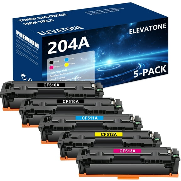 204A Toner Cartridge Compatible for HP 204A CF510A CF511A CF512A CF513A for HP Color Laserjet Pro MFP M180nw M180n M154nw M154a MFP M181fw Printer Black Cyan Yellow Magenta (5 Pack)
