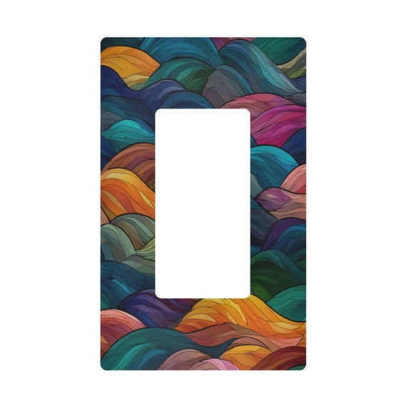 Yayeee Rocker Switch Wall Plate 1-Gang 4.6"x2.9" Home Decorative Outlet Cover, Colorful Waves Pattern