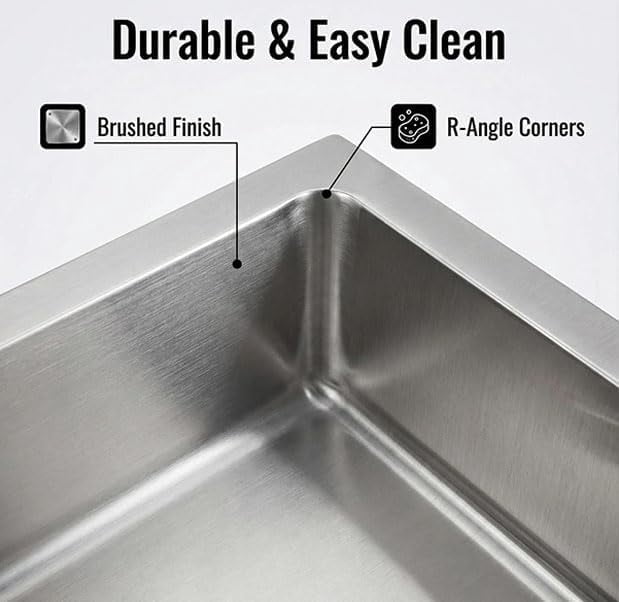 17x15in Commercial Stainless Steel Hand Sink with Swivel Faucet Wall Mount or Drop-In Small Hand Wash Basin with Backsplash and Drain Kit for Restaurant Bar Kitchen Garage