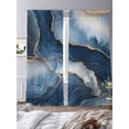 thumbnail image 3 of Abstract Art Sheer Curtains 84 Inches Long 2 Panels Simple Style Blue Gold Gradient Collage Art Light Filtering Semi Sheer Window Curtains Drapes for Bedroom Living Room 52"x84", 3 of 7