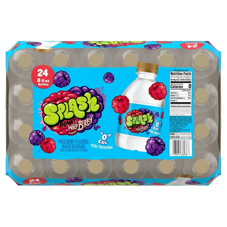 Splash Blast Water Beverage, Wild Berry Flavor - 12 pack, 8 fl oz bottles