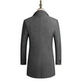 thumbnail image 3 of Capreze Men's Trench Coats Long Sleeve Jacket Lapel Pea Coat Mid Length Overcoats Solid Color Outwear Gray (thickened) M, 3 of 4