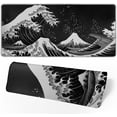 thumbnail image 2 of Black and White Japanese Waves Sea Dragon Gaming Mouse Pad 31.5x11.8in Extended Keyboard Pad Large Desk Mat with Non-Slip Base and Stitched Edge Kanagawa Mousepad for Laptop Computer Desktop, 2 of 6