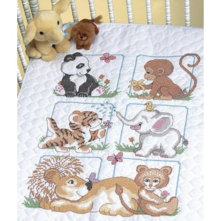 Design Works Crafts Janlynn Stamped for Cross Stitch Baby Quilt Kit, in The  Jungle