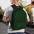 thumbnail image 6 of Haiem Emerald Green Sparkling Lightweight Backpack for School, Classic Basic Water Resistant Casual Daypack for Travel with Bottle Side Pockets, 6 of 6